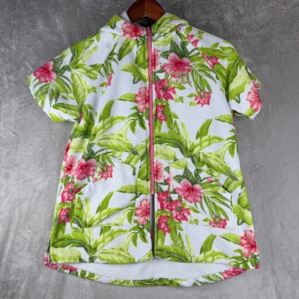 Swim Coverup Tommy Bahama Girls Tropical Floral Terry Cloth Hooded L/XL 7-12
